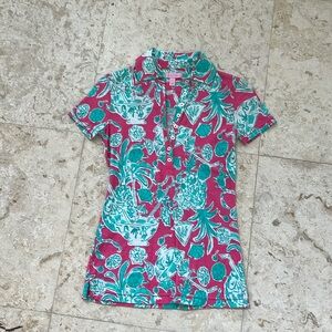 Lilly Pulitzer Button V Neck Cotton Tee